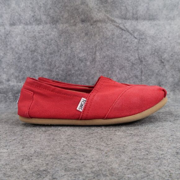 Toms Shoes Womens 7 Flats Slip On Casual Canvas Red Lifestyle Alpargatas Comfort - Picture 2 of 11
